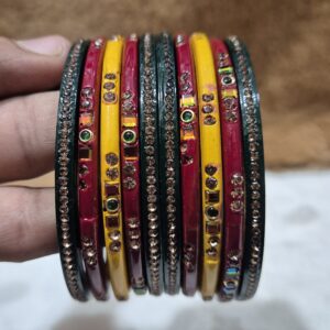 लाल-पिला-हरा चूडी सेट N21